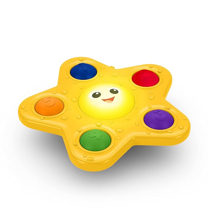 Baby Einstein Ocean Explorers Pop & Glow Starfish Light Up Sensory Popper Toy, Suction Toy for Highchair, for Babies Ages 6 Months and up