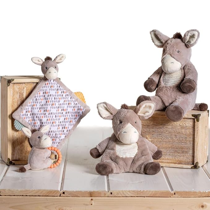 Mary Meyer Soft Baby Rattle with Soothing Teether Ring, 6-Inches, Dusty Donkey