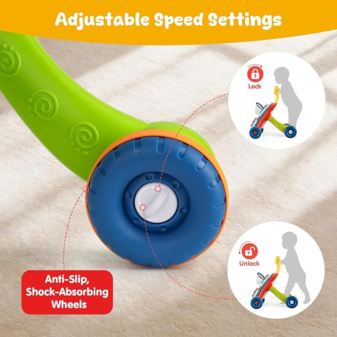 AuntyFey Baby Walker, 3 in 1 Push Walker for Baby Girls Boys, Baby Walking Toy for 1 Year Old Learning to Walk, Sit to Stand Baby Walker Push Toy for Girl 12 Months, Red