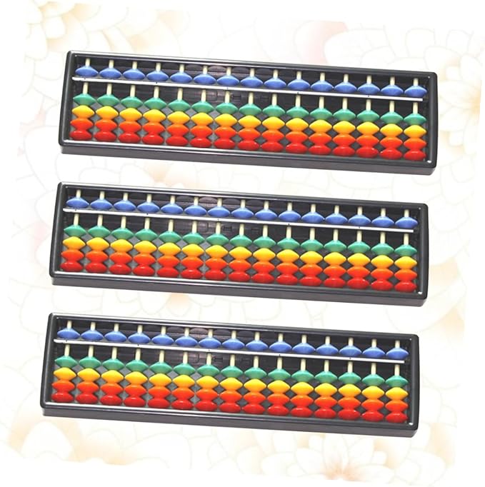 3pcs Colorful Plastic Abacus with 15 Rows, 5 Beads for ’s Mental Arithmetic, Lightweight Educational Portable Math Learning Tool, 3 Pieces per Pack