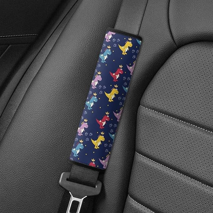 AFPANQZ Funny Cartoon Dinosaur Car Seat Belt Covers Pads for Kids Soft Seatbelt Shoulder Protectors Cushion Pad Comfy Safety Seatbelt Pads 2 Pcs Car Accessories Backpack Shoulder Cushion