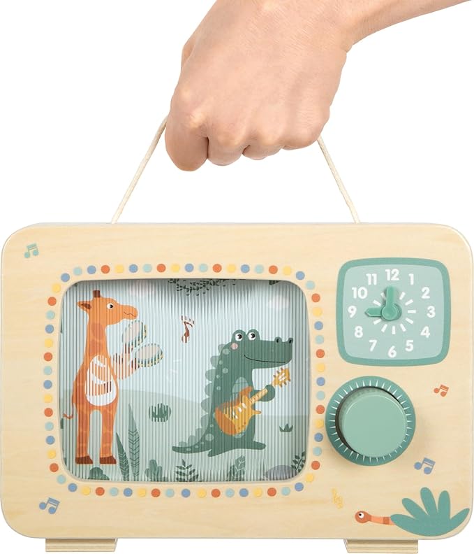 small Foot Safari 12735 Musical Toy 100% Certified Wood with Rotating Panorama Picture for Children from 24 Months