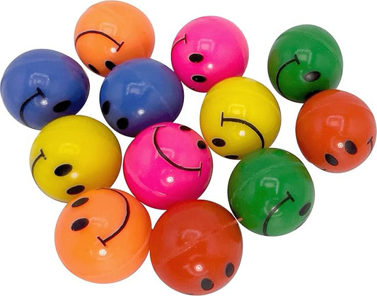 by M&M 2174 Pk12 Smiley Rubber Bouncers - Colorful Assorted Bouncy Ball Bird Foot Toys, Cute Smily Faces, Bright Colors, Small & Med Size Birds Budgie Conure Cockatiel Parrotlet