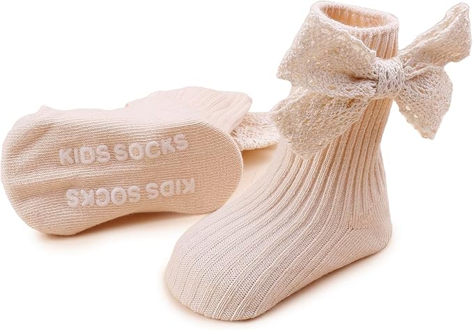 Baby Girls Headband & Socks Set, Cute Socks with Flower Hair Bows Baby Accessories Gifts for Newborn Infant Toddler