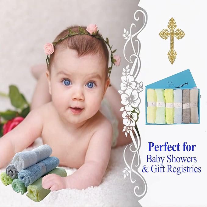 elves Baby washcloth, Soft orgainc Bamboo Viscose Wash Cloth, Small washcloth for Baby & Newborn, Baby Bath Essentials, face Towel, face clohts for Baby (Rainbow_boy)