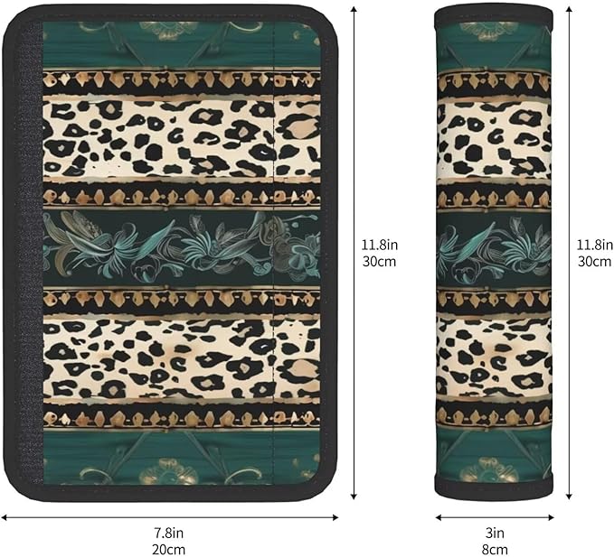 2 Pack Car Seat Belt Pads Leopard Cheetahs Car Seatbelt Cover Seatbelt Protector Aztec Green Soft Seat Belt Shoulder Strap Cover Comfort Harness Pad Car Seat Belt Comfort Pad