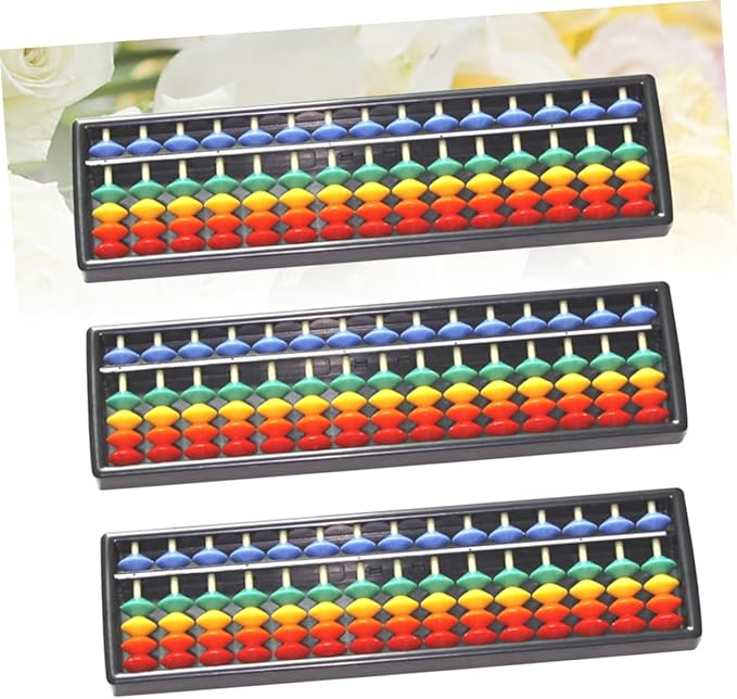3pcs Colorful Plastic Abacus with 15 Rows, 5 Beads for ’s Mental Arithmetic, Lightweight Educational Portable Math Learning Tool, 3 Pieces per Pack