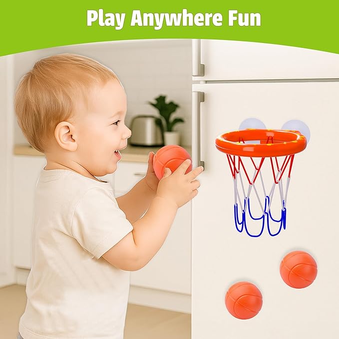 MARPPY Bath Toys - Bathtub Basketball Hoop for Kids Toddlers - Mold Free Bath Toys with Suction Cup & 3 No Hole Balls - Shower and Bathtub Toys for Toddlers - Boys Girls