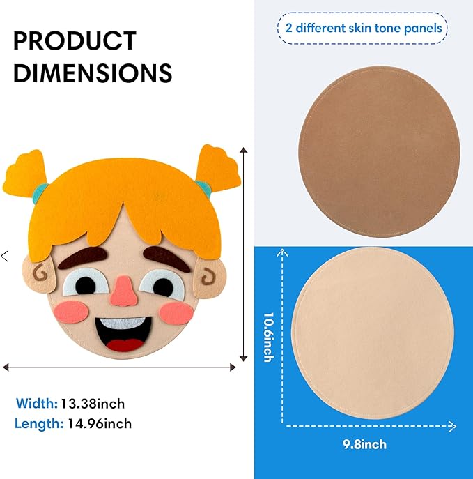 Montessori Toys for 3 Years Old Girls Boys Gifts, Busy Board Sensory Toys for Kids with 2 Faces Social Emotional Learning Feeling Educational Toys