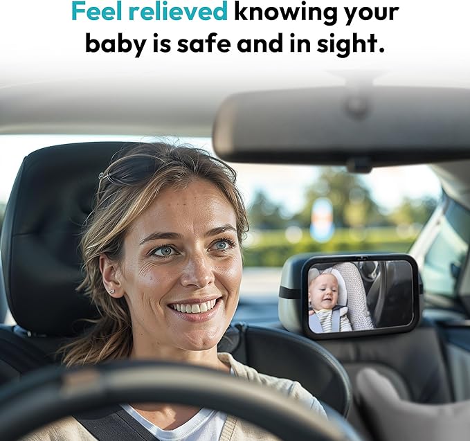 Direct Eye Contact Baby Car Mirror - Baby Essentials for Rear Facing Car Seat, Mirror for Newborn Travel Gear