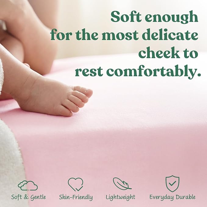 Comfort Crib Sheets Girl: Soft Fitted Crib Sheet That Stays Put, Universal Fit for 28x52 Crib Mattresses, Hypoallergenic with a Calming Effect, 2-Pack Solid Pink