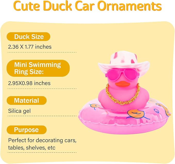 Wonuu Rubber Ducks - Pink & White, Car & Dashboard Decorations