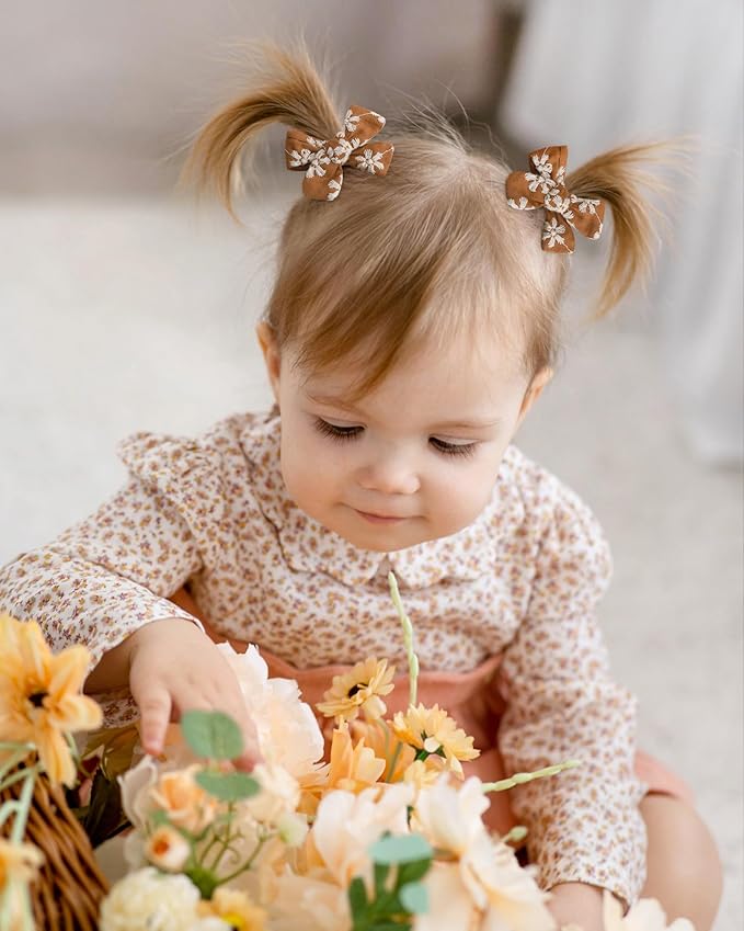jollybows 20pcs Mini Fully Lined Hair Clips and Bows for Girls, Infants, Toddlers, Kids, and Teens - 2" Tiny Barrettes for Fine Hair
