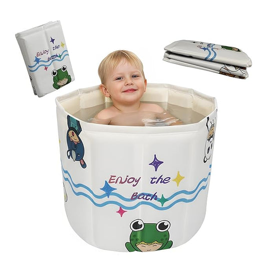 WAVYEASE® New Design Portable Bath Tub for Toddlers - Foldable Deep Soak Bathtub for Kids, One-Second Setup, Easy Storage, Lightweight, Travel Essentials for 12-60 Months