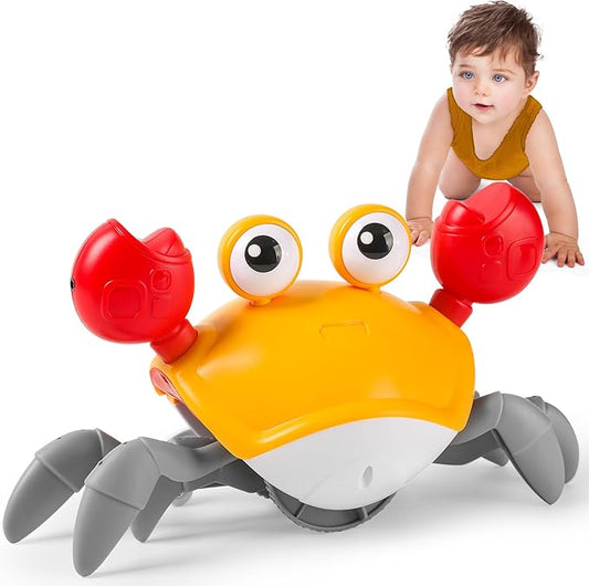 Hirger Crawling Crab Baby Toy, Dancing Walking Infant Toy for Tummy Time,Sensory Toy for 3-6-12-18 Months Babies & Toddlers 1-2-3, Musical Birthday Gift for Boys Girls