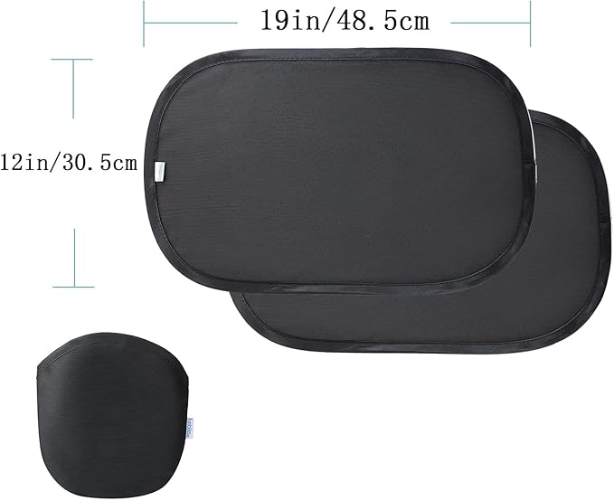 Funbliss Baby Car Mirror + 2 Pack Car Window Shades UPF 50+, Wide Angle Convex Mirror for Baby Rear Facing, 360-Degree Adjustable, Easy Assembly-Free
