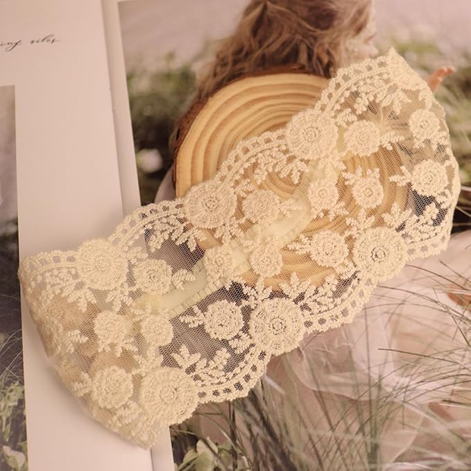 Baby Girls Lacy Bow Headband Soft Breathable Lace Hairband for Toddlers Infant Baptism Christening Beanie Cap Wide Turban Wedding Party Shower Gifts (Style 2)