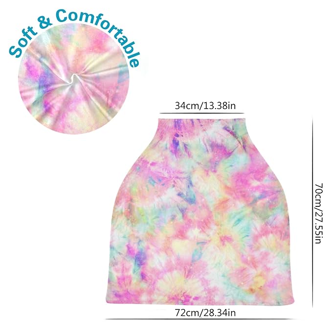 Colorful Tie Dye Floral Print Stretchy Baby Car Seat Cover Infant Canopy Nursing Covers Breastfeeding Cover Breathable Windproof Winter Scarf for Boys Girls