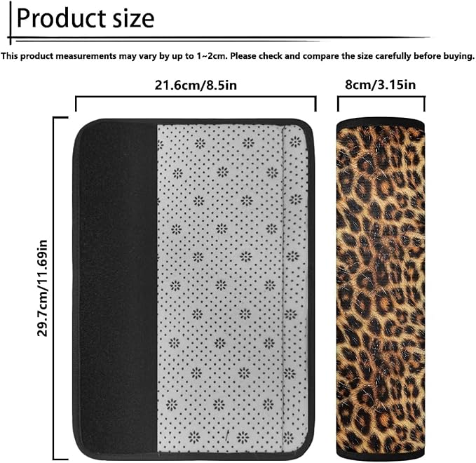 Seat Belt Cover Pad 2 Packs Seatbelt Cushion Covers Leopard Pattern Universal Car Seat Neck Cover for All Car Seat Stroller Birthdays Gifts for Women Lady
