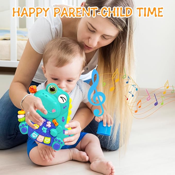 Baby Musical Toys for 1 Year Old Boy Girl, Light Up Music Developmental Learning Toy for Toddlers , Tummy Time Toy12 - 18 Months, Baby Birthday Gift (Dinosaur)