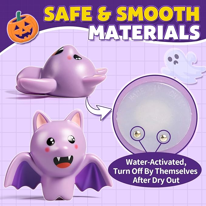 Light Up Bath Toys,Halloween Bath Toys for Kids，Pumpkin Bathtub Toys for Toddlers, Halloween Toys Boys Girls Party Favors Decor Gifts