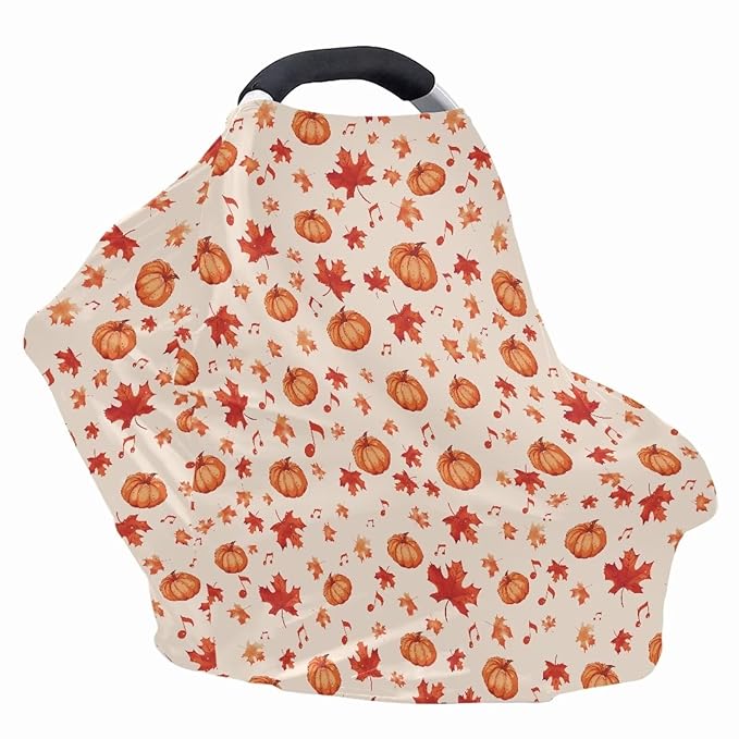 AFPANQZ Maple Pumpkins Print Breastfeeding Nursing Cover Carseat Canopy for Babies Infant Newborn Stroller Cover Breastfeeding Scarf Baby Shower s for Boys and Girls