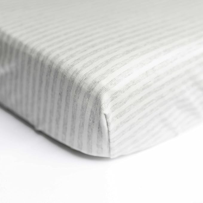 SheetWorld Baby Fitted Bassinet Sheet Fits Nuna Mixx 12 x 29 inches, 100% Cotton Jersey Hypoallergenic Sheet, Unisex Boy Girl, Gray Stripes, Made in USA