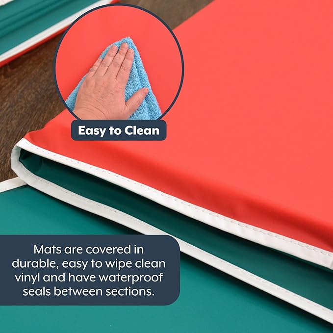 Children's Factory Toddler Nap Mats with Built-in Pillow, Toddler Sleeping Mats for Preschools and Daycares, Comfortable and Soft 4 Section Folding Nap Pad