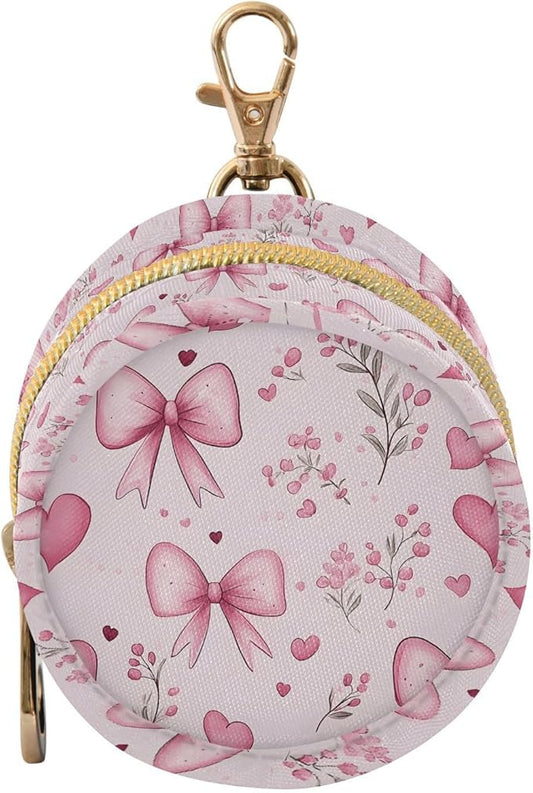 Pacifier Case with Hook Pink Bows Flower Pattern Pacifier Holder Pod Easily Attaches to Diaper Bag or Purse
