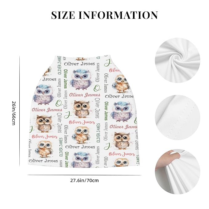 Personalized Car Seat Covers for Babies with Name – Multi-use Breastfeeding Cover Custom Owl Carseat Canopy Cover, Infant Stroller Covers for Boys and Girls