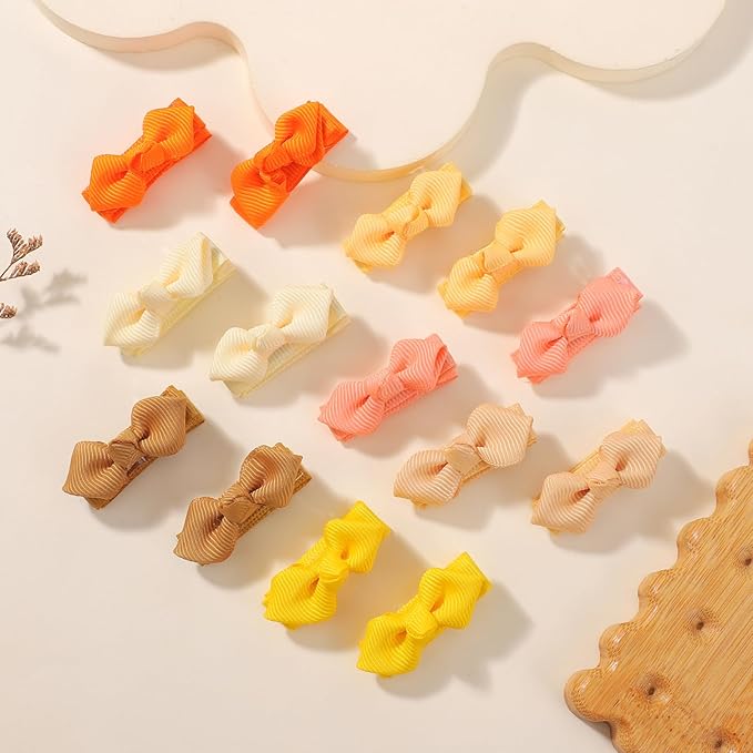 choicbaby 100pcs Baby Hair Bow Clips 1.4" Tiny Grosgrain Ribbon with Fully Lined Alligator Clips Small Toddler Bow Hair Accessories for Baby Girls Infant Toddler Kids