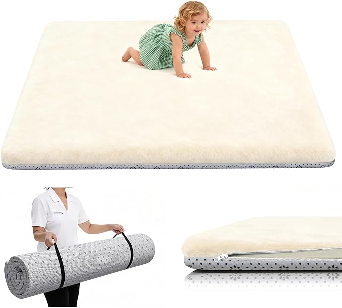 Yozoia Thick Baby Play Mat for Floor 50 x 50, Ultra Soft Playpen Mat, Machine Washable Tummy Time Foam, Non-Slip Bottom Helps Cushion, for Kids, Infant and Toddler Crawling
