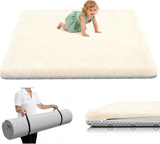 Yozoia Thick Baby Play Mat for Floor 50 x 50, Ultra Soft Playpen Mat, Machine Washable Tummy Time Foam, Non-Slip Bottom Helps Cushion, for Kids, Infant and Toddler Crawling