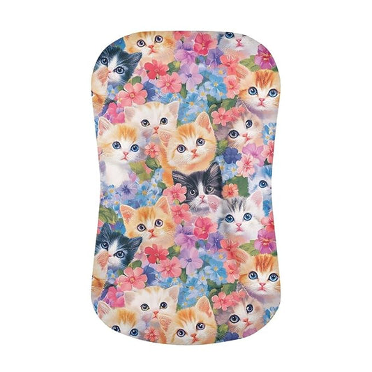 Cat Floral Baby Lounger Covers Soft Lounger Pillow Cover Cute Kittens Newborn Infant Co Sleeping Baby Nest Slipcover 31.5'' x 21.3'' for Home Travel
