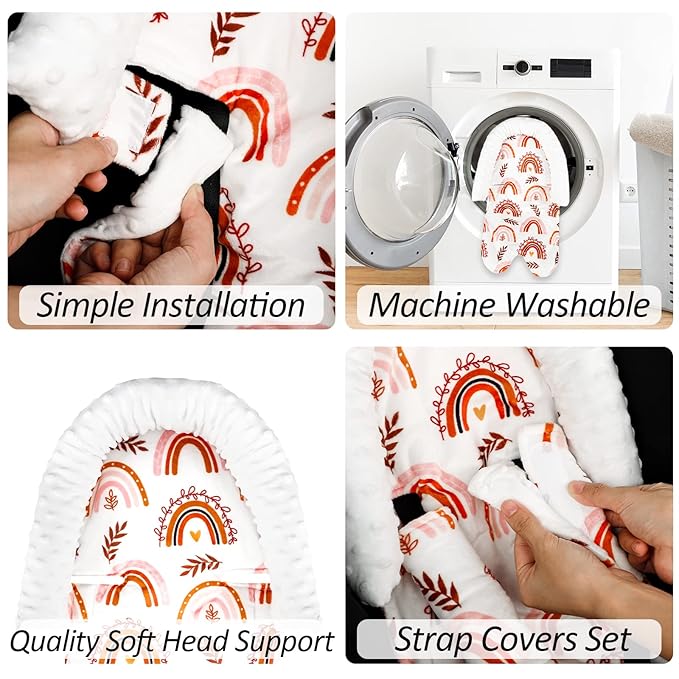 Infant Car Seat Head Support and Stroller Cover, Made of Super Soft and Stretchy Perfect for Baby Car Seat, Strollers, Swing, Bouncers