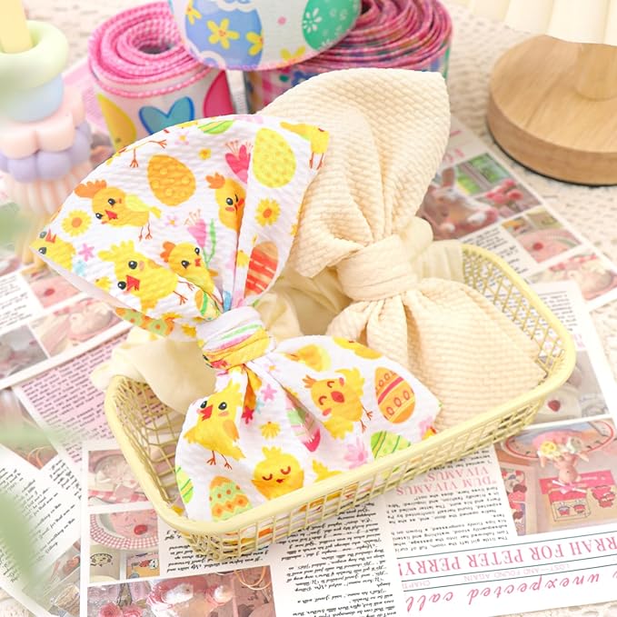 Easter Headbands for Girls Hair Bow Rabbit Cheer Bow Easter Bunny Hairbands Hair Accessories Baby Girl Large Bows Easter Gifts for Baby Biege