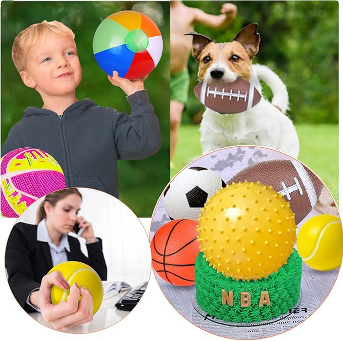 Balls for Toddlers, Toy Balls for Kids, Set of 8 Sport Toys with Pump/Beach Ball/Soccer/Basketball/Tennis/Football/Massage Ball/Rugby/PlaygroundBalls for Indoor Outdoor Party Games