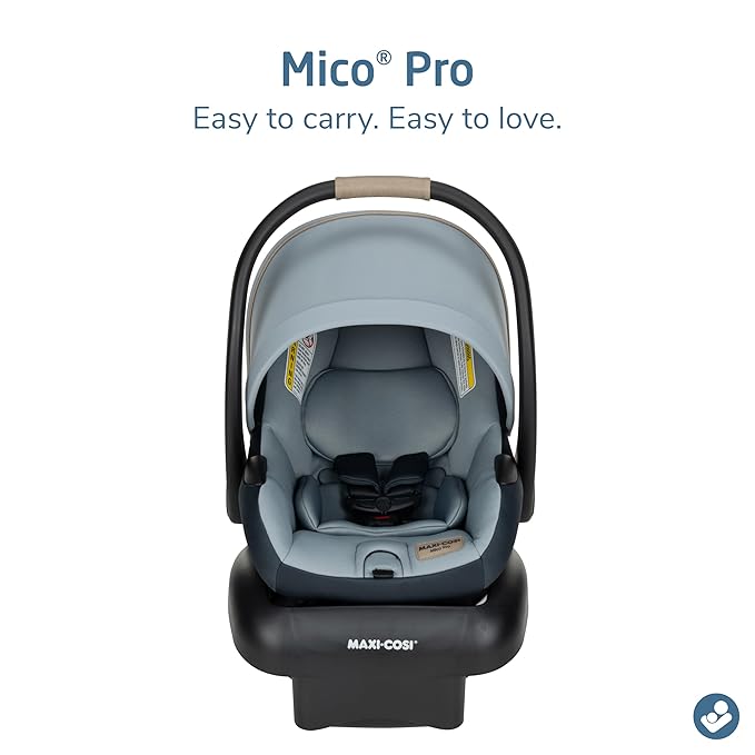 Maxi-Cosi Mico Pro Baby Infant Car Seat, Ventilated Chair Design, Soft Headrest Pad, Easy-Install Latch, Adjustable Belt Guide, 3-Position Base, Stroller-Ready, Fits 4-30 lbs, up to 32 in, Seascape