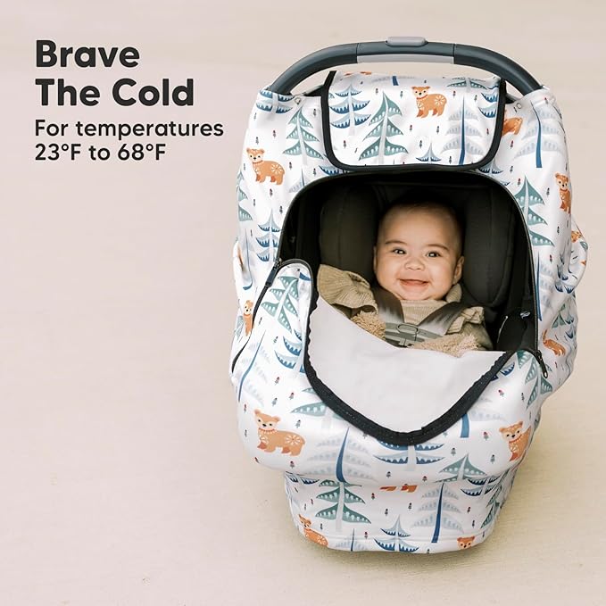 KeaBabies Winter Car Seat Cover Baby, Newborn - Universal Fit Infant Carseat Covers Baby Girl, Boy, Breathable, Lightweight Blanket, Easy to Use Stroller Canopy, Rain, Wind, Sun Shade (Wintry)