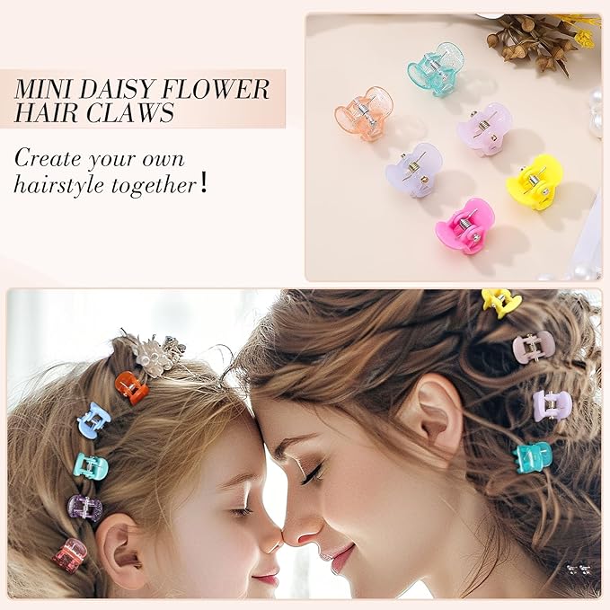 Obeoby 128 Pcs Mini Hair Claw Clips, Toddler Baby Girl Hair Clips - Cute Hair Accessories Holiday Birthday Gifts (32 Colors)