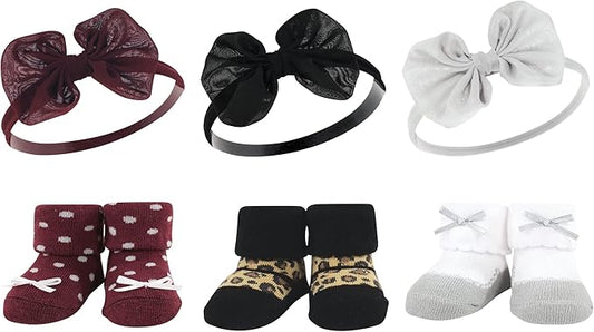 Hudson Baby Girl's Headband and Socks Giftset