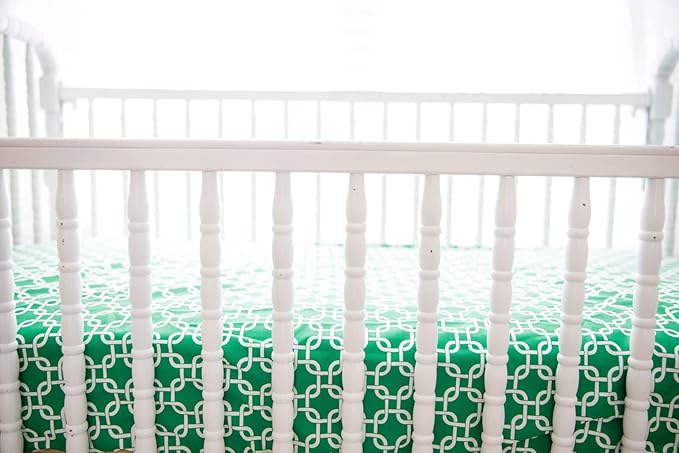 SheetWorld Baby Fitted Large Pack N Play Sheet 29.5 x 42 inches, 100% Cotton Woven Sheet, Unisex Boy Girl, Green Links, Made in USA