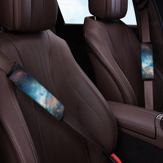 Biyejit Galaxy Space Car Accessories Seat Belt Covers Adult Seat Belt Shoulder Strap Covers for Women Girls Seatbelt Pads Universal Fit 2 Packs