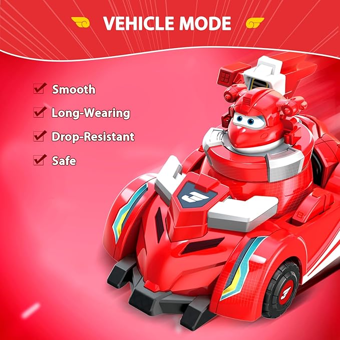 Super Wings Jett Spinning Battling Tops & Cars Toys, Red Car Toys for Toddlers 1-3, Little People Race Toy Cars for 5 Year Old Boys, Best Gifts for Kids Boys Girls