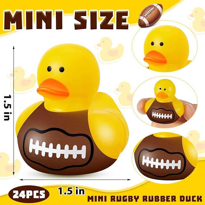 Deekin Rubber Ducks 2 Inch Bulk Sport Party Favors for Team Events Decorations Birthday Party Supplies Club Player Gift(50 Pcs,Football)
