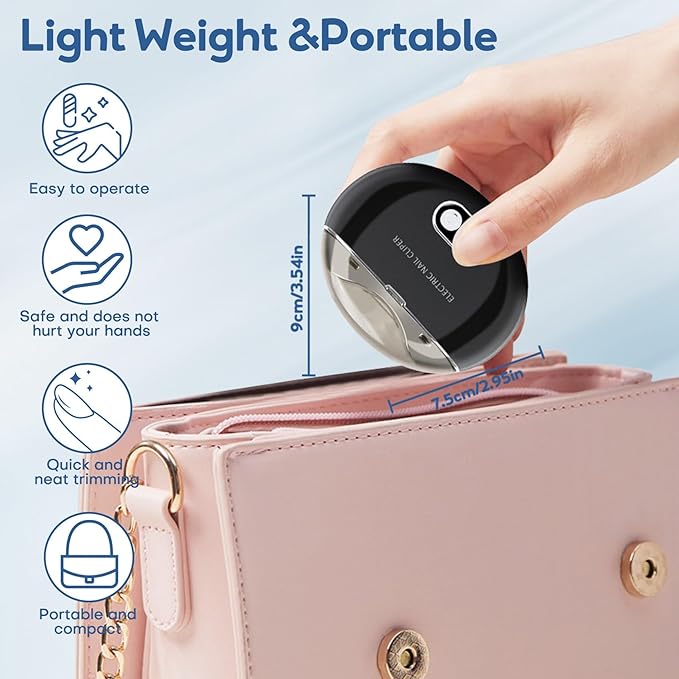 Electric Nail Clipper & Nail File - Baby Electric Nail File with Automatic Trimmer with LED Light - USB Rechargeable Electric Nail Clipper with Built-in Storage for Baby, Kids, Adults, Seniors