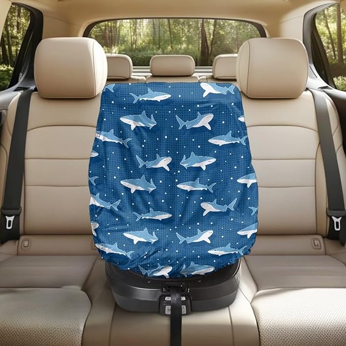 XYZCANDO Shark Print Car Seat Protector for Child Car Seat Cartoon Car Seat Covers for Babies Breathable Car Seat Sun Cover for Travel Thicken Infant Car Seat Protector Gift for Newborn