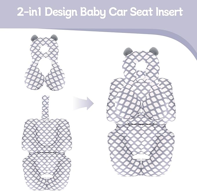 KAKIBLIN Stroller Cushion Toddler Car Seat Insert, Carseat Insert Support for Newborn, Baby Stroller Pillow, Baby Pad Car Seat Neck Support Cushion for Toddler (Cloud)