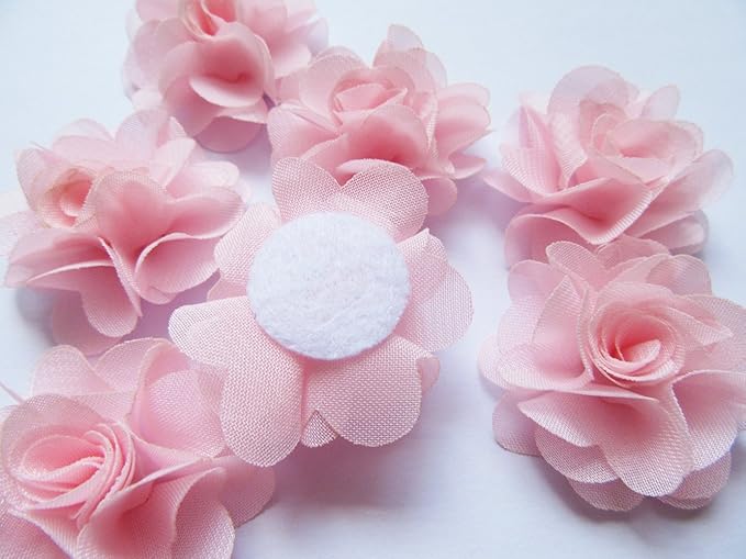 YYCRAFT Pack of 30 Chiffon Flower 2" Hair Flower Headband-Baby Pink