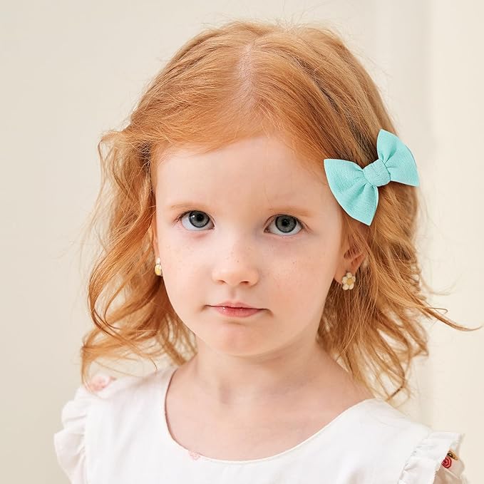 Choicbaby Baby Hair Clips 3” Fabric Girl Hair Bows Baby Barrettes Accessories with Alligator Clips for Toddlers Kids Infant(8pcs-Green Blue Pink Purple)